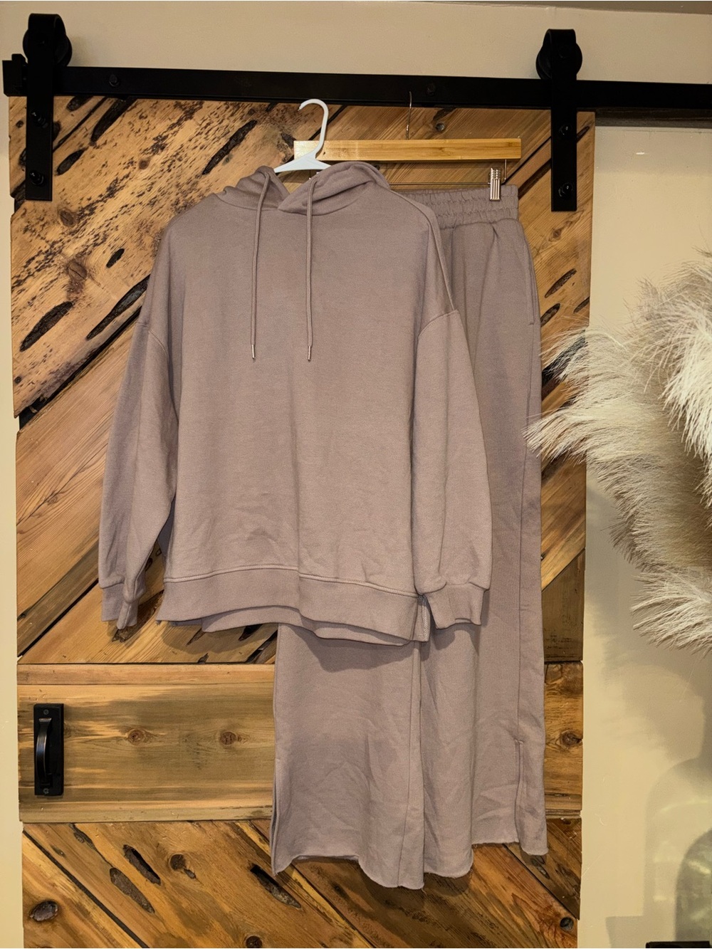 Risen Mauve-Pink Fleece Sweatpant Set